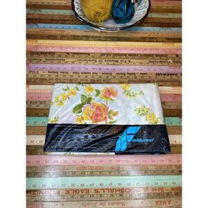 Vintage Fieldcrest Full Flat FloralSheet Peace Rose Percale Double 81 X 104